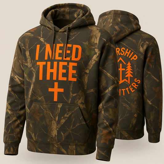 Worship Outfitters “I NEED THEE” Camo Hoodie