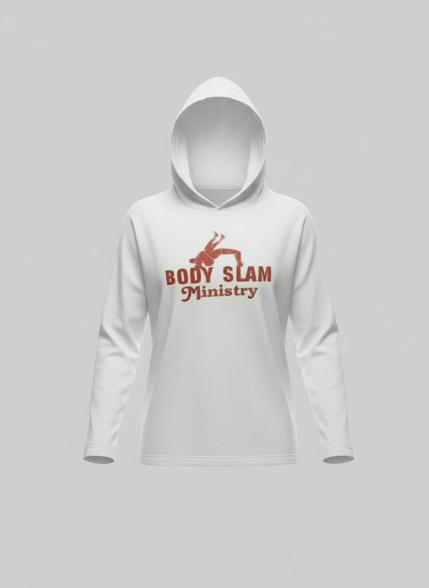Body Slam Ministry – Performance Dry-Fit Hooded Long Sleeve